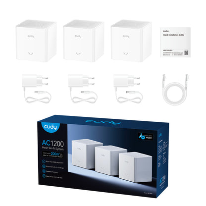 Cudy M1200 3-PACK mesh wi-fi system Dual-band (2.4 GHz / 5 GHz) Wi-Fi 5 (802.11ac) White 1 Internal