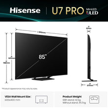 Hisense U7Q PRO 85U7Q PRO 2.16 m (85") 4K Ultra HD Smart TV Wi-Fi Black 500 cd/m²