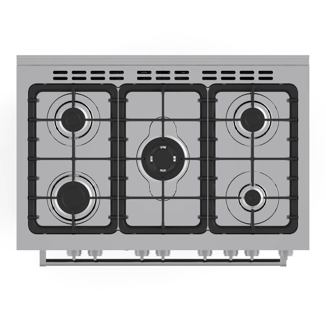 Hisense HFS90GA5EBL cooker Freestanding cooker Electric Gas Black, Silver