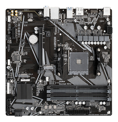 GIGABYTE B550M K Motherboard - AMD Ryzen 5000 CPUs, up to 4733MHz DDR4, 1xPCIe 4.0 + 1xPCIe 3.0 M.2, 1GbE LAN, USB 3.2 Gen 1