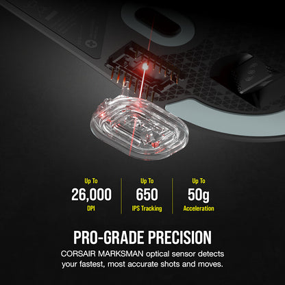 Corsair M75 AIR WIRELESS mouse Gaming Right-hand RF Wireless + Bluetooth Optical 26000 DPI