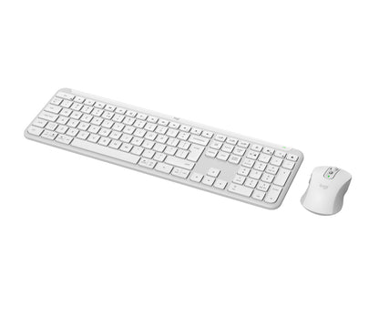 Logitech 920-012491 keyboard Mouse included Office RF Wireless + Bluetooth QWERTY US International White