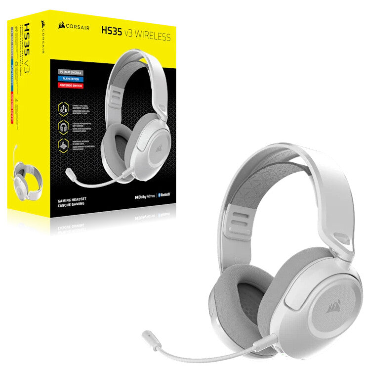 Corsair HS35 v3 Headset Wired & Wireless Head-band Gaming Bluetooth White