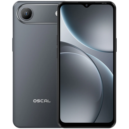 OSCAL Flat 3C LTE Smartphone, 6.65'' HD+ IPS 720*1612 90Hz, Quad-core T310 up to 2.0GHz, 4GB/32GB, Camera: Rear 32MP, Front 12MP, Wi‑Fi 5, BT5.0, 5000mAh Battery, Android 16, Black