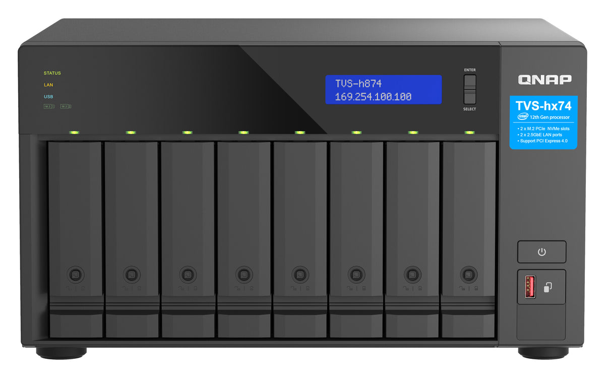 QNAP TVS-H874T-I7-32G NAS/storage server Tower Intel® Core™ i7 32 GB DDR4 0 TB QNAP QTS Black