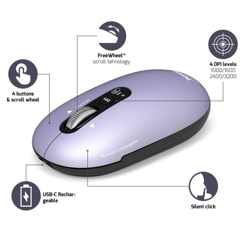 Port Designs 910502 mouse Universal Ambidextrous Bluetooth Optical 3200 DPI
