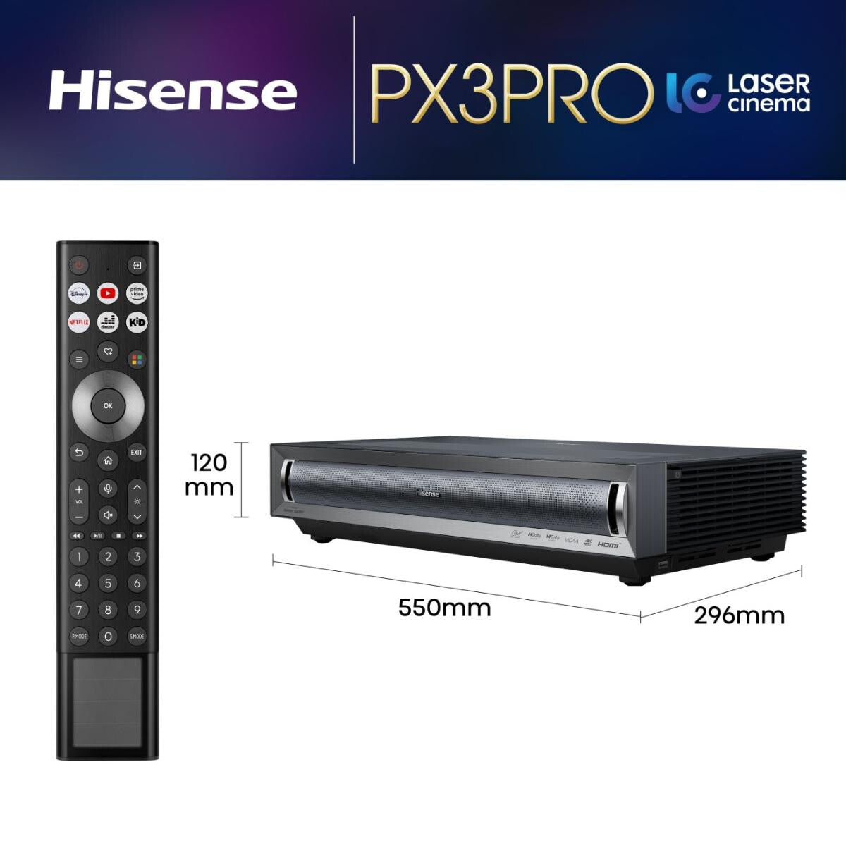 Hisense PX3-PRO Ultra short throw projector 2700 ANSI lumens DLP UHD 4K (3840x2160) Black, Dark Grey