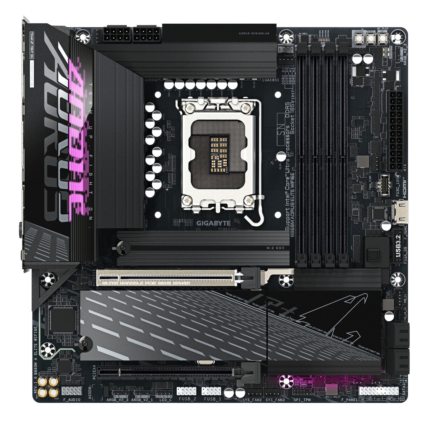 GIGABYTE B860M AORUS ELITE WIFI6E Motherboard - Intel Core Ultra Series CPUs, 12+1+2+1 Phases VRM, up to 9200MHz DDR5, 1xPCIe 5.0 + 2xPCIe 4.0 M.2, 2.5GbE LAN, WIFI 6E, Thunderbolt