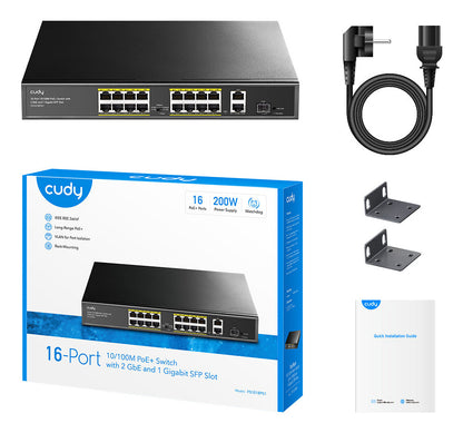 Cudy FS1018PS1 network switch Fast Ethernet (10/100) Power over Ethernet (PoE) Grey