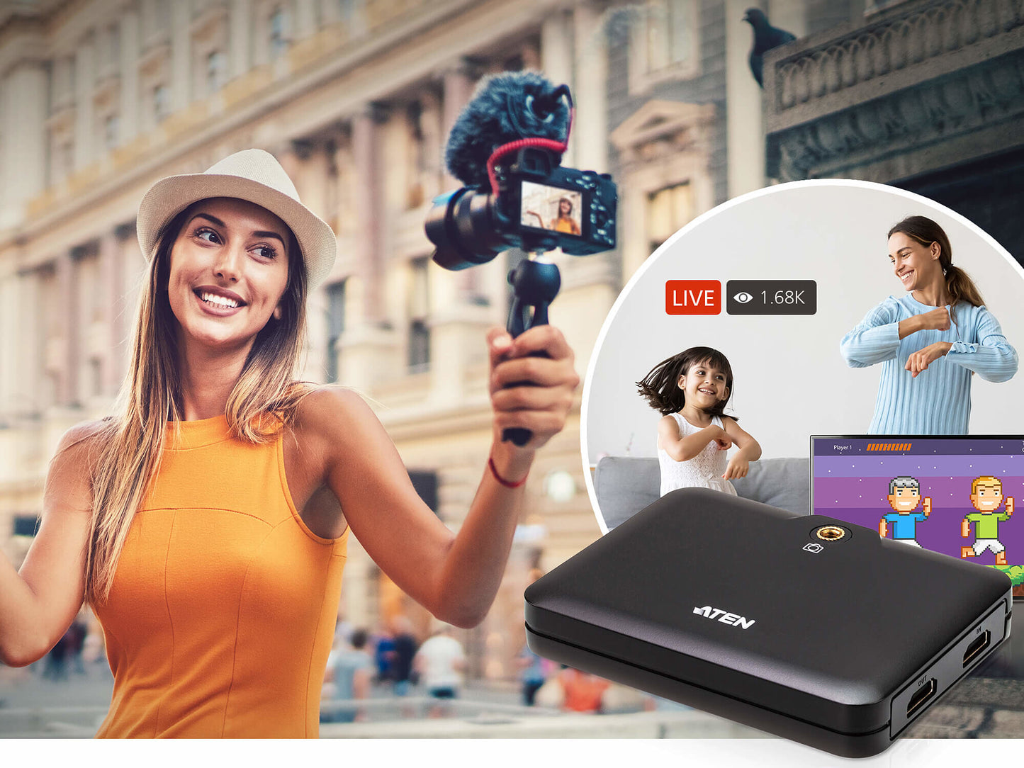 ATEN CAMLIVE™+(HDMI to USB-C UVC Video Capture with PD3.0 Power Pass-Through)
