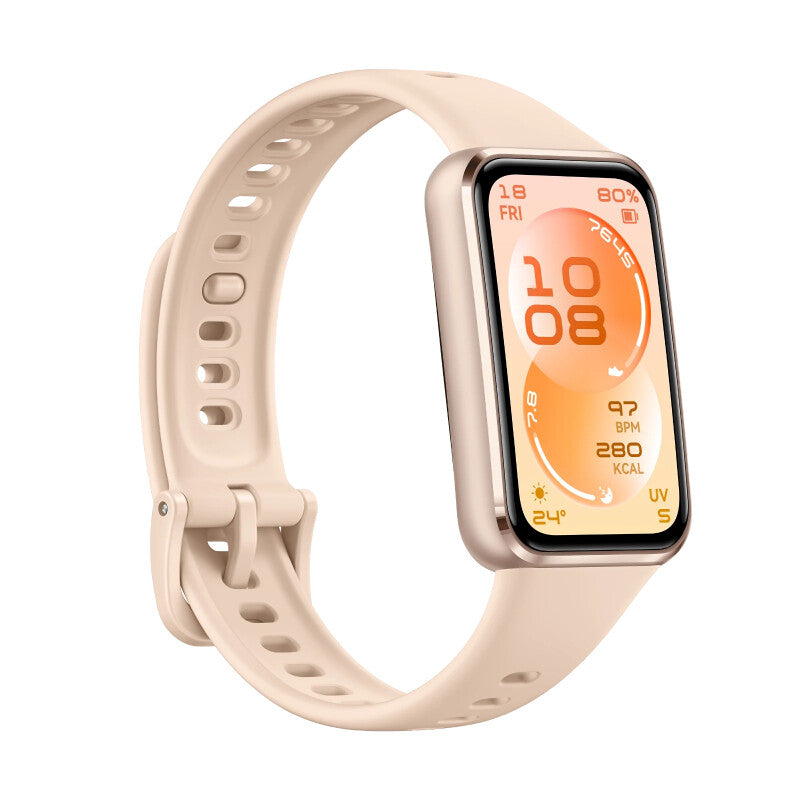 Huawei 1.62 AMOLED colour Screen/ 286x482 pixels/ PPI 347/ Beige Fluoroelastomer Strap/ length:120mm-190mm/ 5 ATM/ NO GPS/ 2.4GHz  BT6.0 and BLE.5V/1A/ 55020GUM