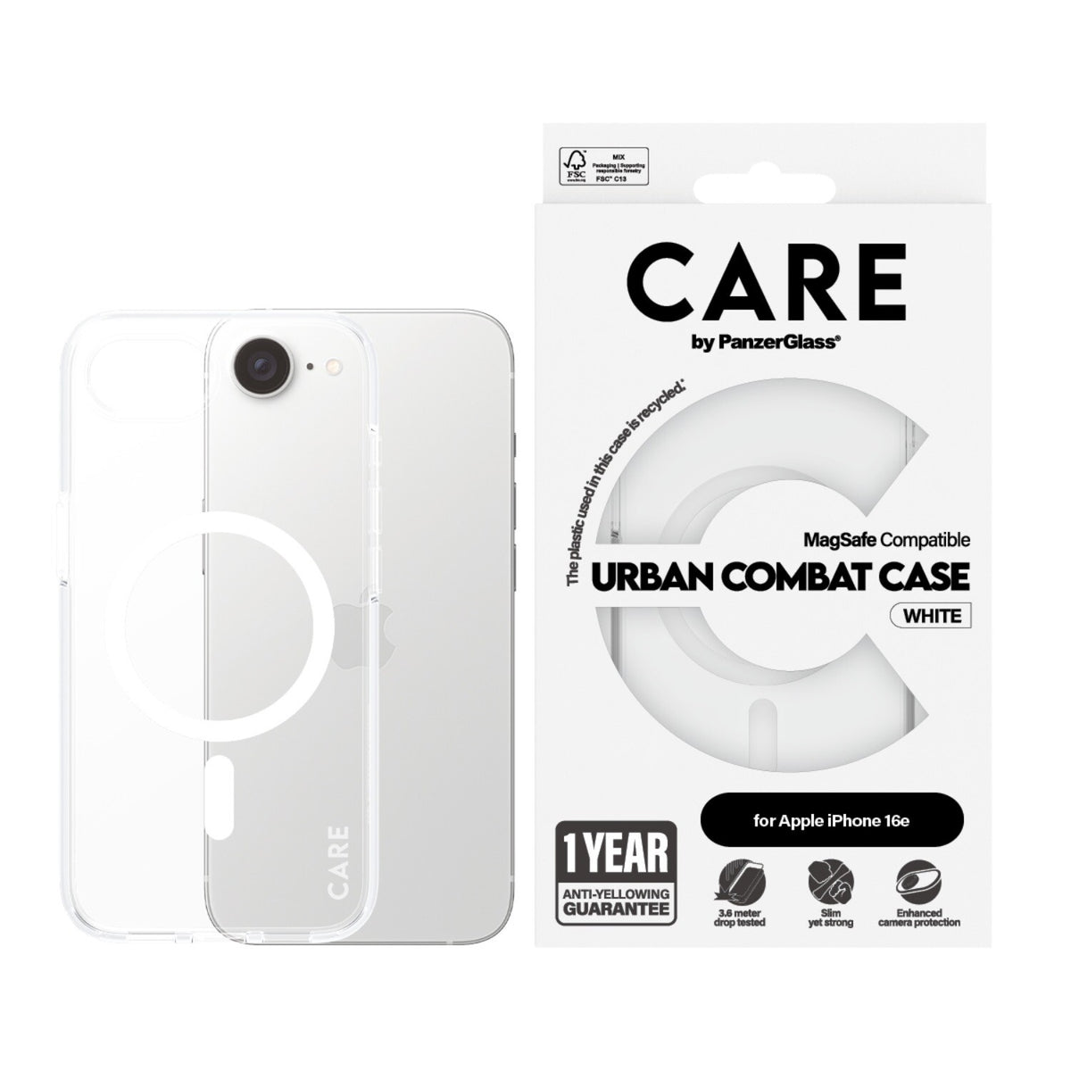 PANZER Care by PanzerGlass Urban Combat Magsafe Case - Apple iPhone 17e/16e – Clear