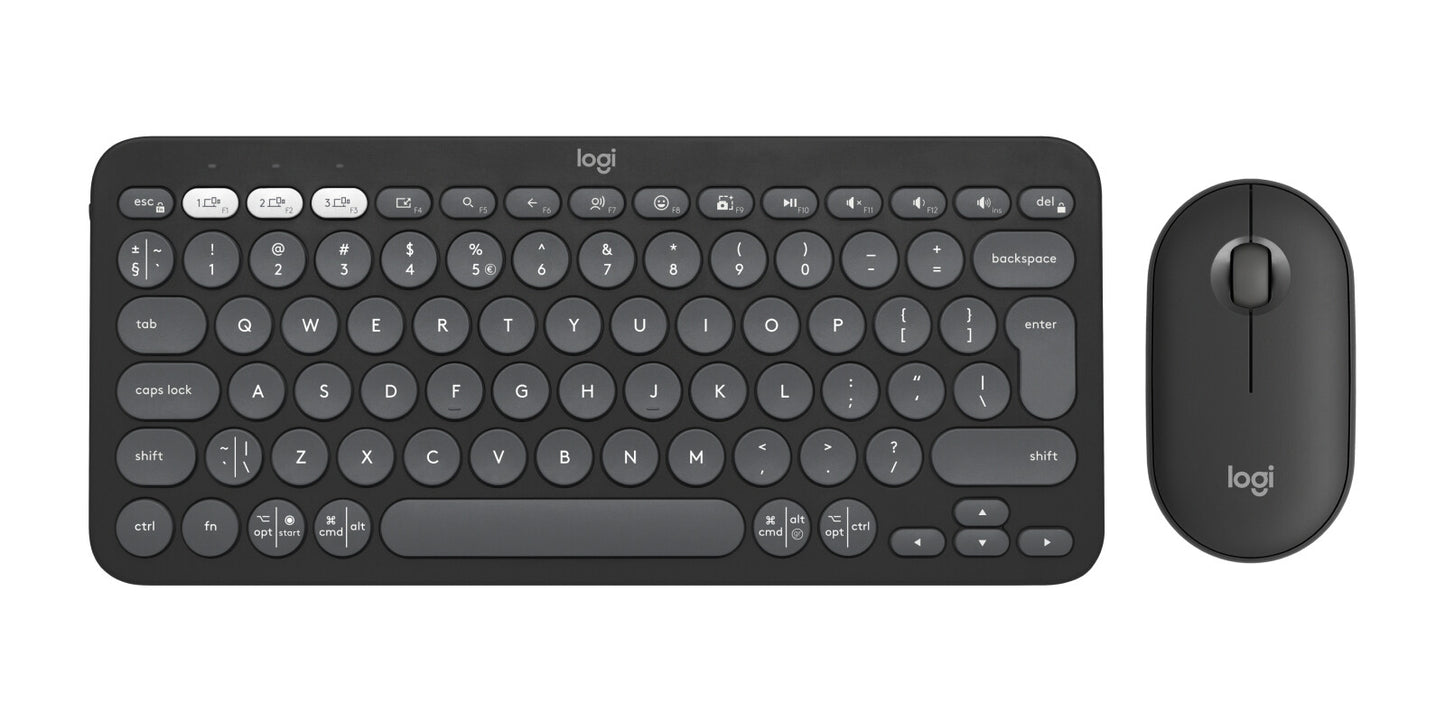 Logitech 920-012239 keyboard Mouse included Universal RF Wireless + Bluetooth QWERTY US International Graphite