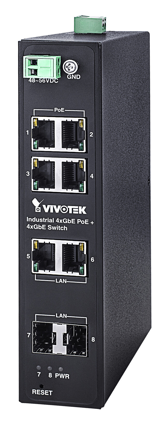 VIVOTEK AW-IHT-0800 network switch Unmanaged L2 Gigabit Ethernet (10/100/1000) Power over Ethernet (PoE) Black