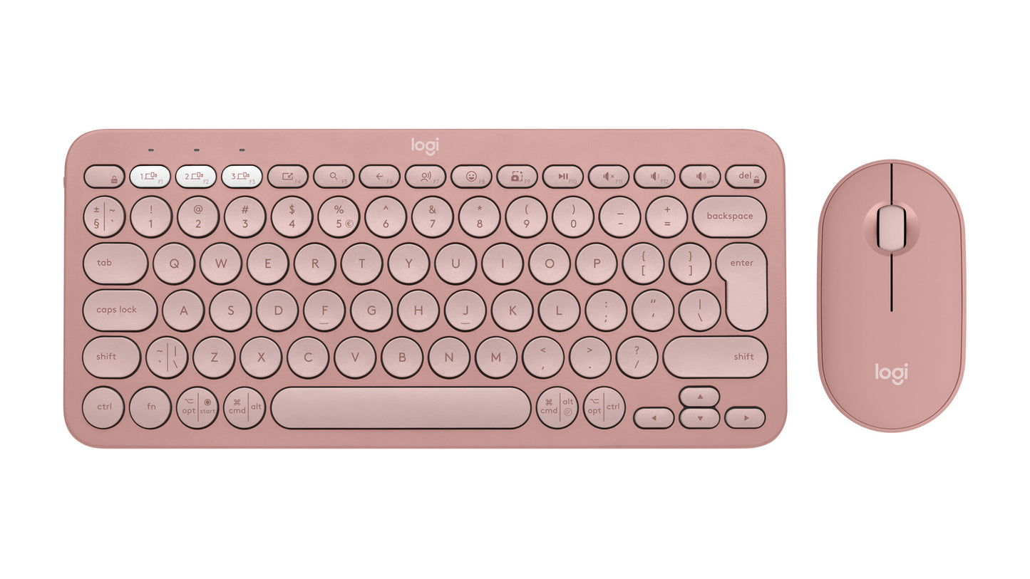Logitech 920-012241 keyboard Mouse included Universal RF Wireless + Bluetooth QWERTY US International Pink