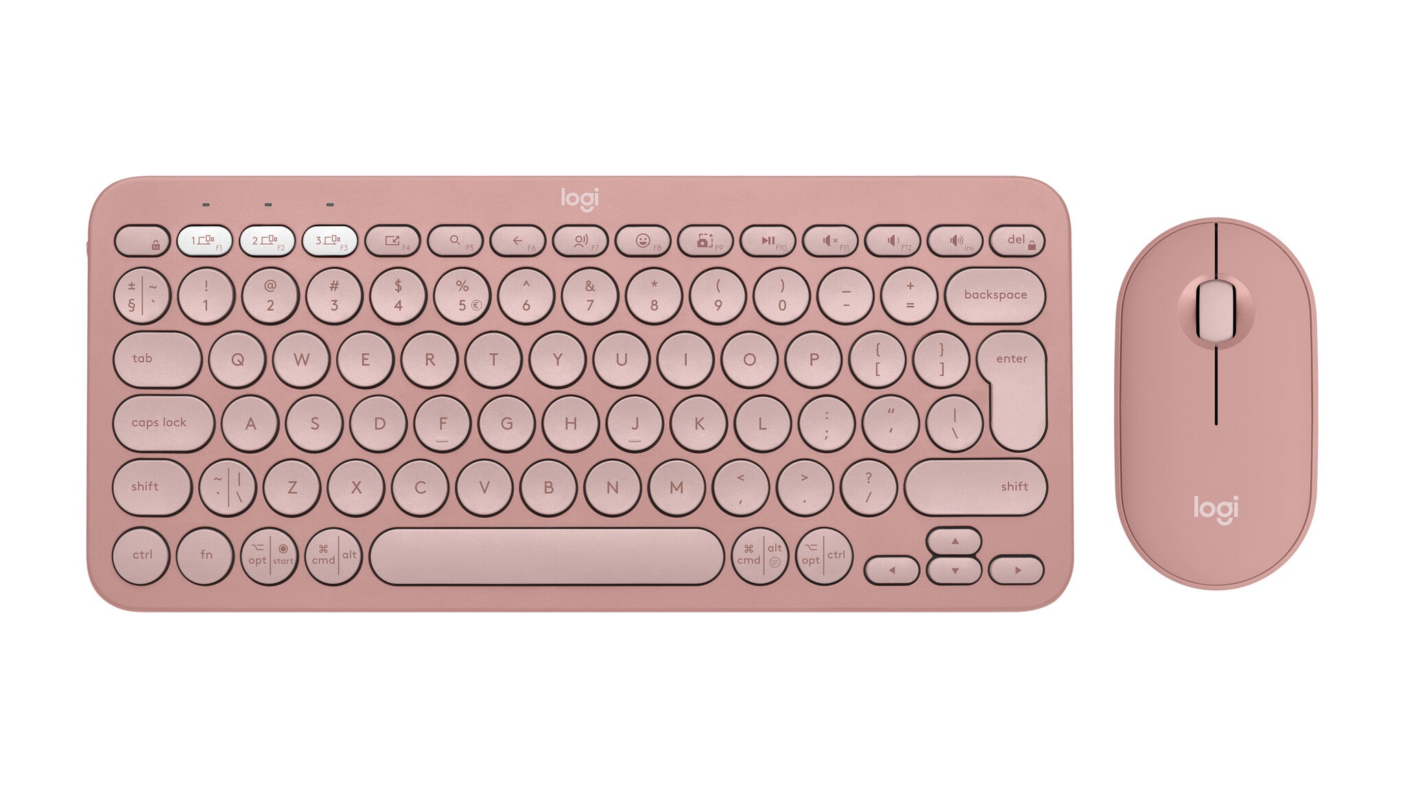 Logitech 920-012241 keyboard Mouse included Universal RF Wireless + Bluetooth QWERTY US International Pink