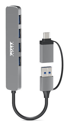 Port Designs 900161 interface hub USB 2.0 Type-A 5000 Mbit/s Silver