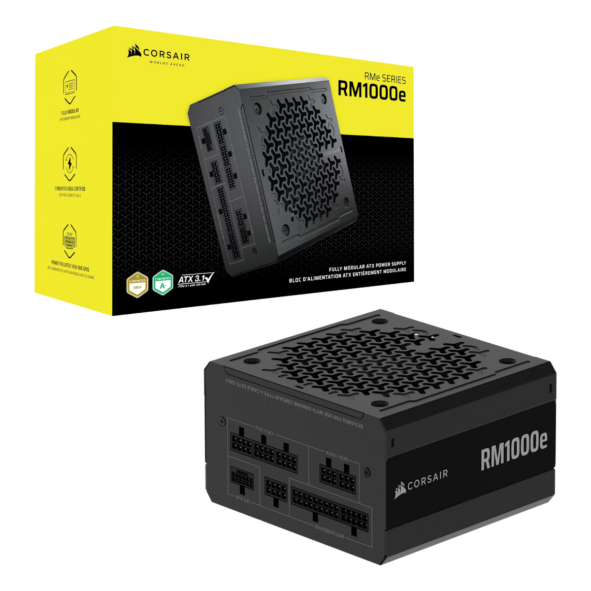Corsair RM Series RM1000e _ 1000 Watt 80 PLUS Gold Fully Modular ATX PSU; ATX 3.1 and PCIE 5.1 ; 7yr Warranty