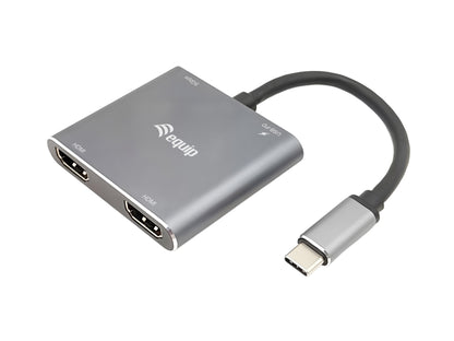 Equip USB-C 4-in-1 Dual HDMI Adapter, USB-C Hub with Dual HDMI USB 3.2 Gen 1 and 100W USB PD, USB-C MST Adapter for Dual Monitors