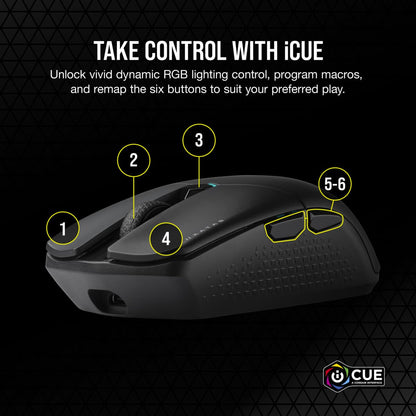Corsair KATAR ELITE Wireless mouse Gaming Right-hand RF Wireless + Bluetooth + USB Type-A Optical 26000 DPI