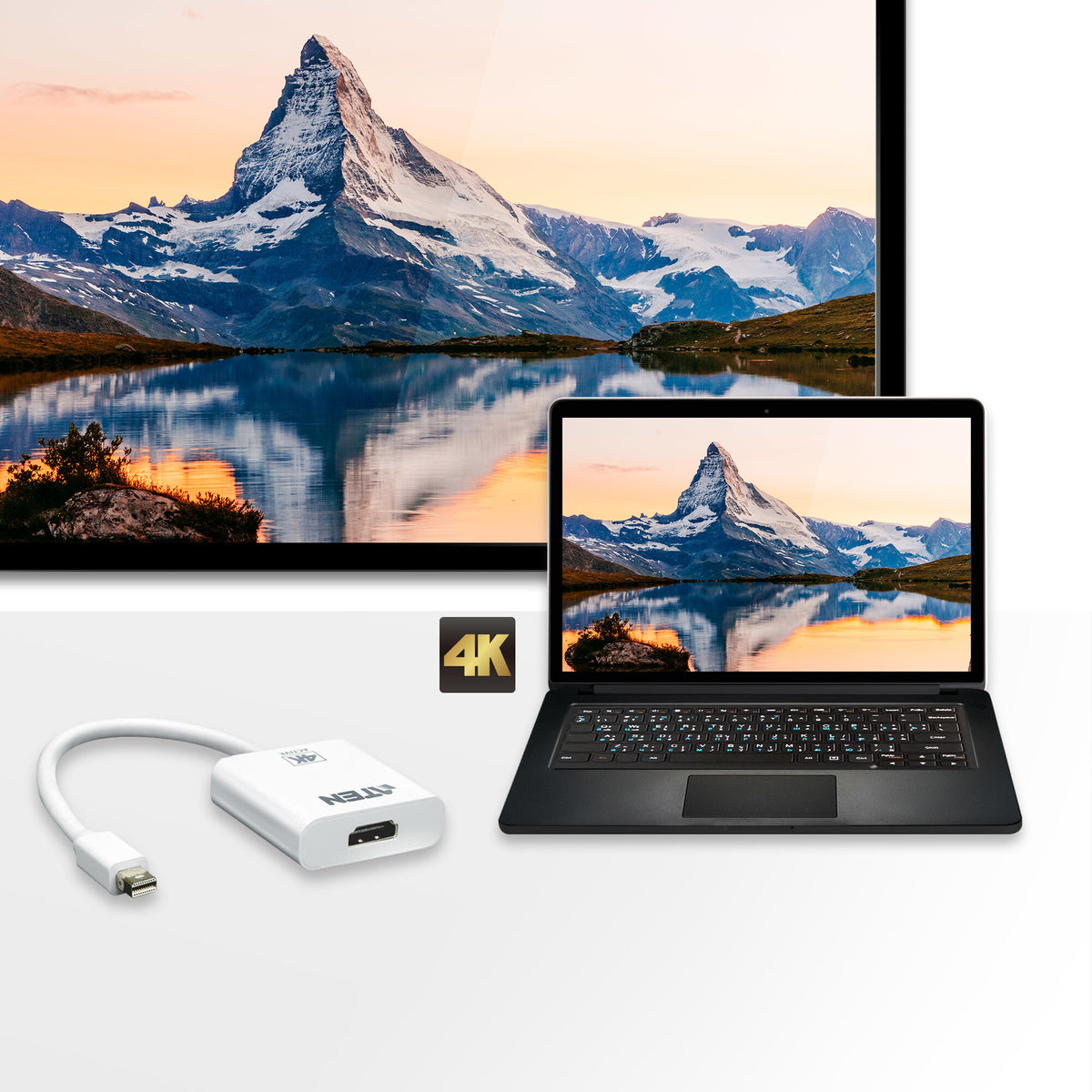 ATEN 4K Active mini DisplayPort to HDMI converter, 3D, up 3840 by 2160 @30Hz