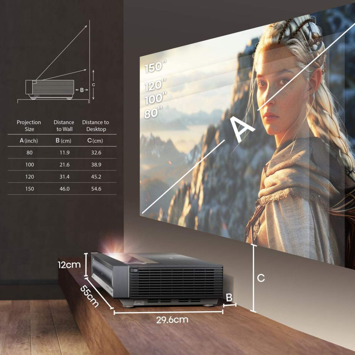 Hisense PX3-PRO Ultra short throw projector 2700 ANSI lumens DLP UHD 4K (3840x2160) Black, Dark Grey