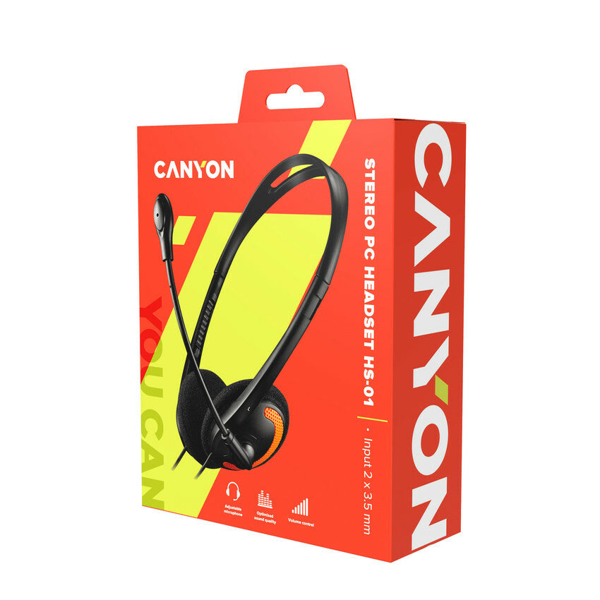 Canyon CNS-CHS01BO headphones/headset Wired Head-band Gaming Black, Orange