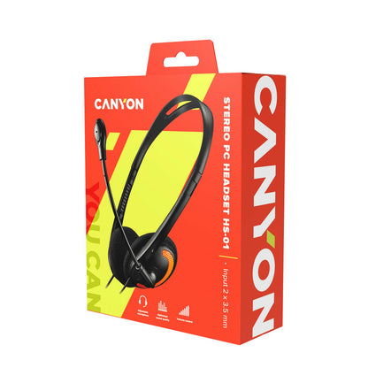 Canyon CNS-CHS01BO headphones/headset Wired Head-band Gaming Black, Orange