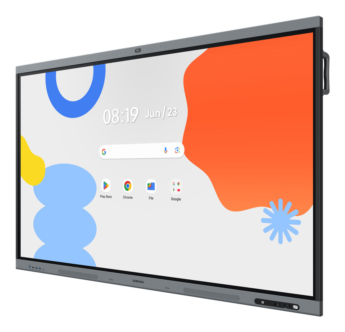 SAMSUNG 65 Android Interactive Display  Android 14 EDLA Certified  Resolution: 3840 x 2160  UHD  400nit Brightness  Build in Speakers  HDMI out  40 PTS touch  Wi-Fi & BT  Built-in Camera 3 YEAR ONSITE WARRANTY