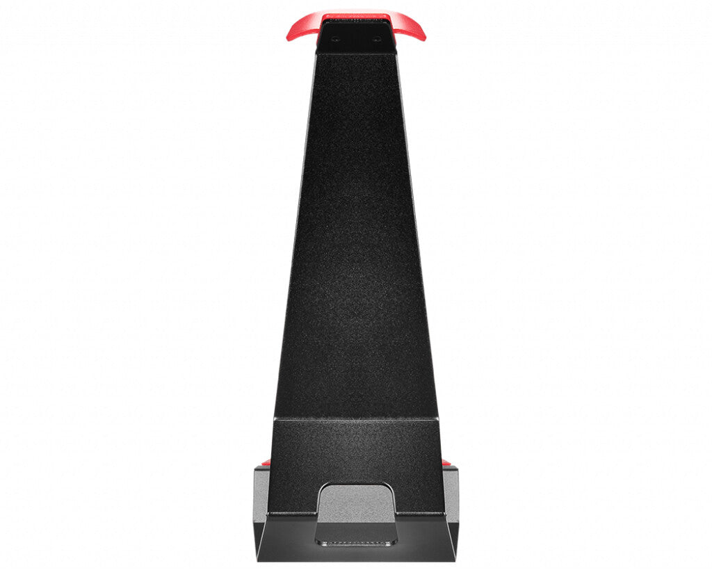 MSI HS01 Gaming Headset Stand 'Black with Red, Solid Metal Design, non slip base, Cable Organiser, Supports most headsets, Mobile holder'