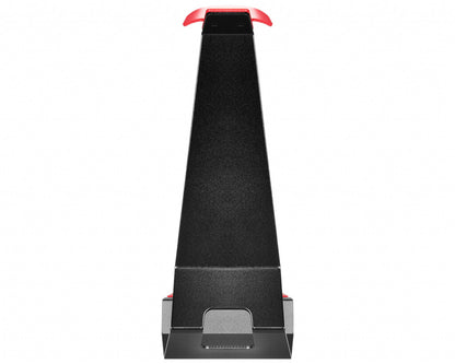 MSI HS01 Gaming Headset Stand 'Black with Red, Solid Metal Design, non slip base, Cable Organiser, Supports most headsets, Mobile holder'