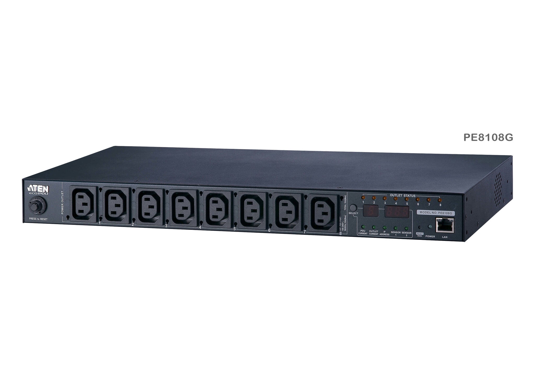 ATEN 1U 10A 8 Outlet Switched + Metered PDU + Free Eco PDU Manager Software