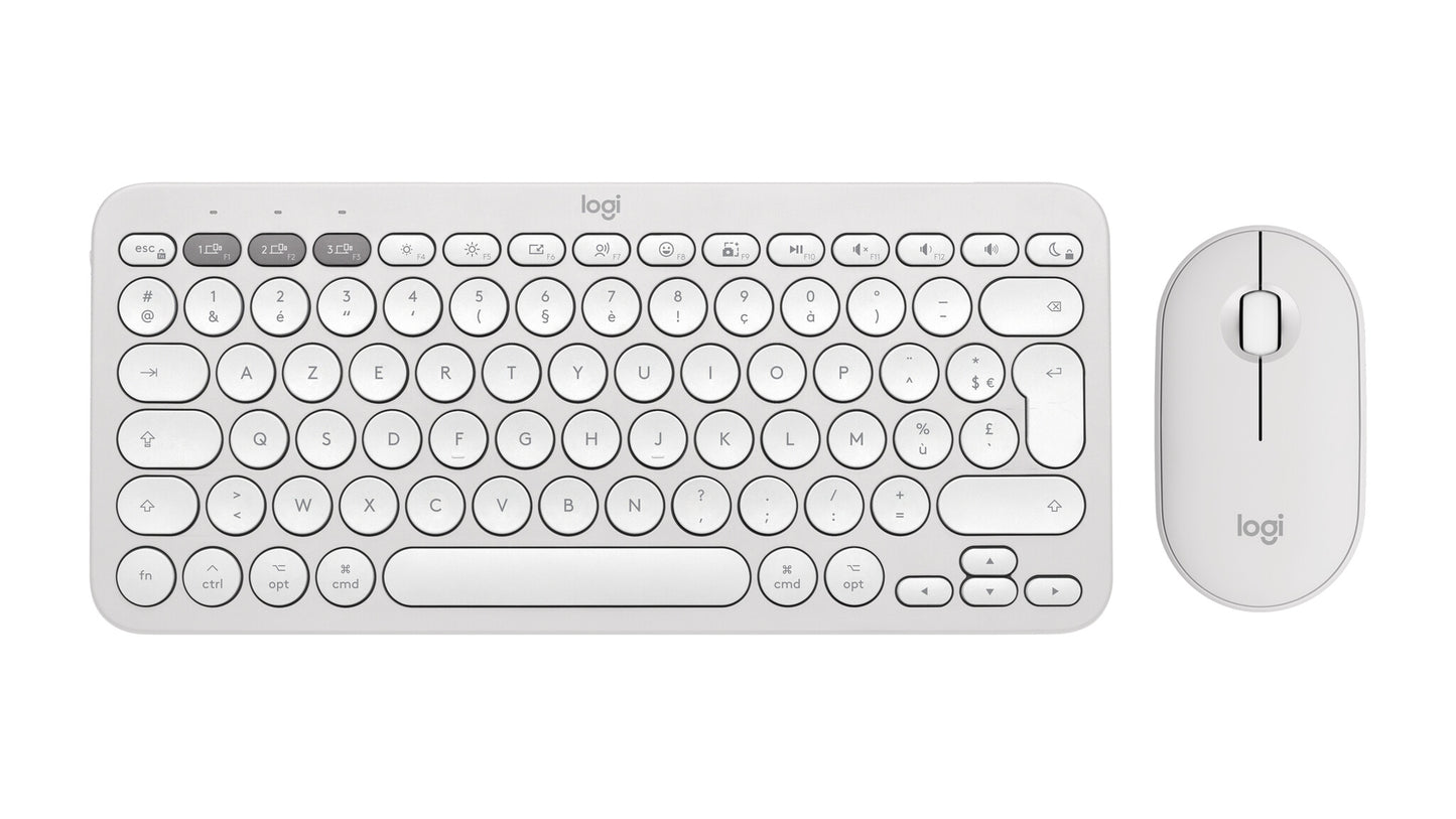 Logitech 920-012240 keyboard Mouse included Universal RF Wireless + Bluetooth QWERTY US International White