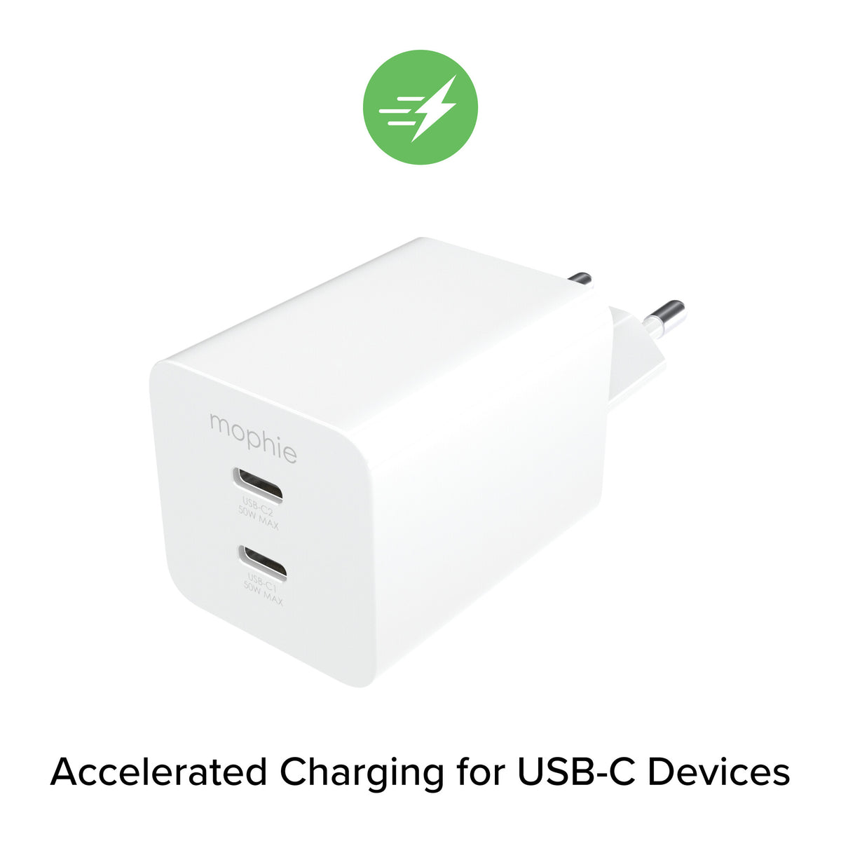mophie essentials | 50W 2-port fast wall charger