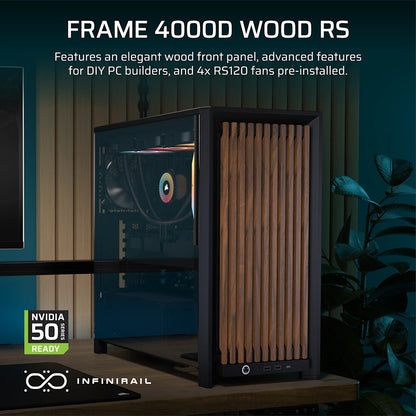 Corsair FRAME 4000D WOOD RS Midi Tower Black, Wood