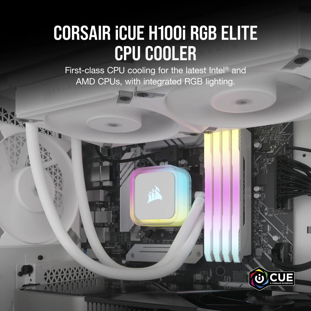 Corsair H100I Elite Processor All-in-one liquid cooler 12 cm White 1 pc(s)