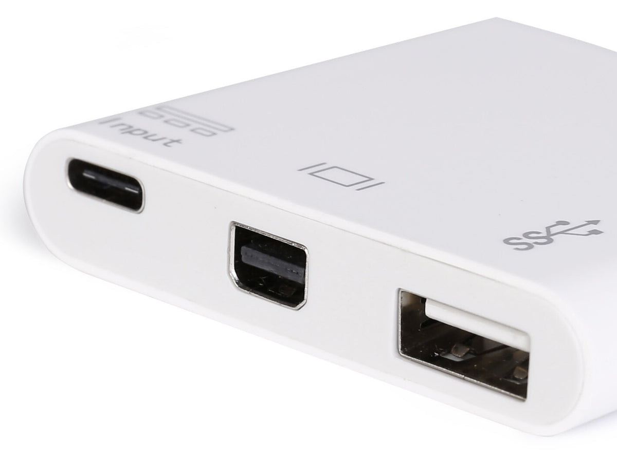 Equip USB Type C to Mini DisPlayPort Female/USB A Female/PD Adapter