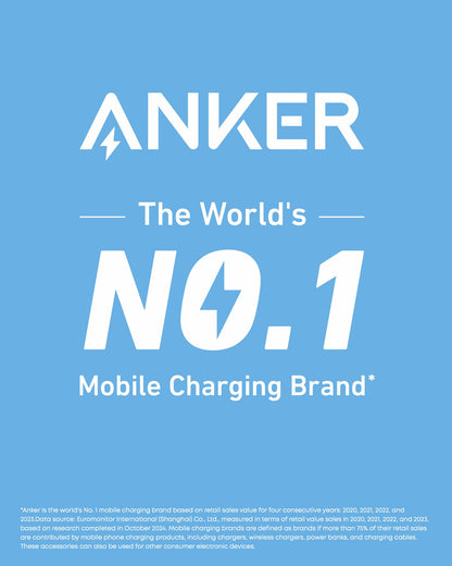 Anker Zolo Power Bank, 10,000mAh Portable Charger 22.5W Output with Built-in USB-C Cable, Black