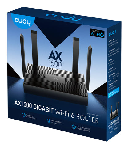 Cudy WR1500 wireless router Gigabit Ethernet Dual-band (2.4 GHz / 5 GHz) Black