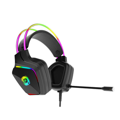 Canyon Darkless GH-9A, RGB aidimams ausin?s with Mikrofonas, Mikrofonas frequency response: 20HZ~20KHZ, ABS+ PU leather, USB*1*3.5MM jack kitukas, 2.0M PVC kabelis, weight:280g, juodas
