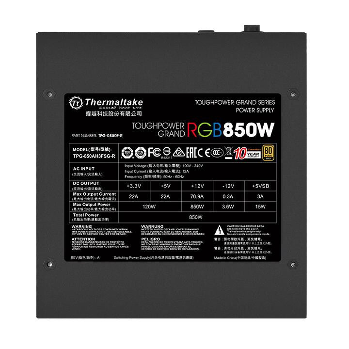 Thermaltake Toughpower Grand RGB power supply unit 850 W 24-pin ATX ATX Black