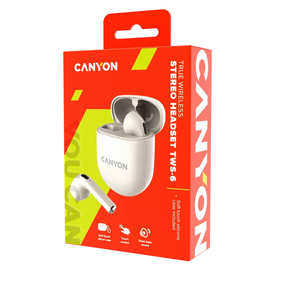 Canyon CNS-TWS6BE headphones/headset True Wireless Stereo (TWS) Head-band Calls/Music/Sport/Everyday Bluetooth White