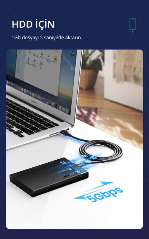 Ugreen 20883 USB cable USB 3.2 Gen 1 (3.1 Gen 1) 1.5 m USB A USB C 5 Gbit/s Black