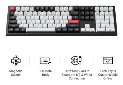 Keychron Q6 HE QMK keyboard Universal USB + RF Wireless + Bluetooth QWERTY White