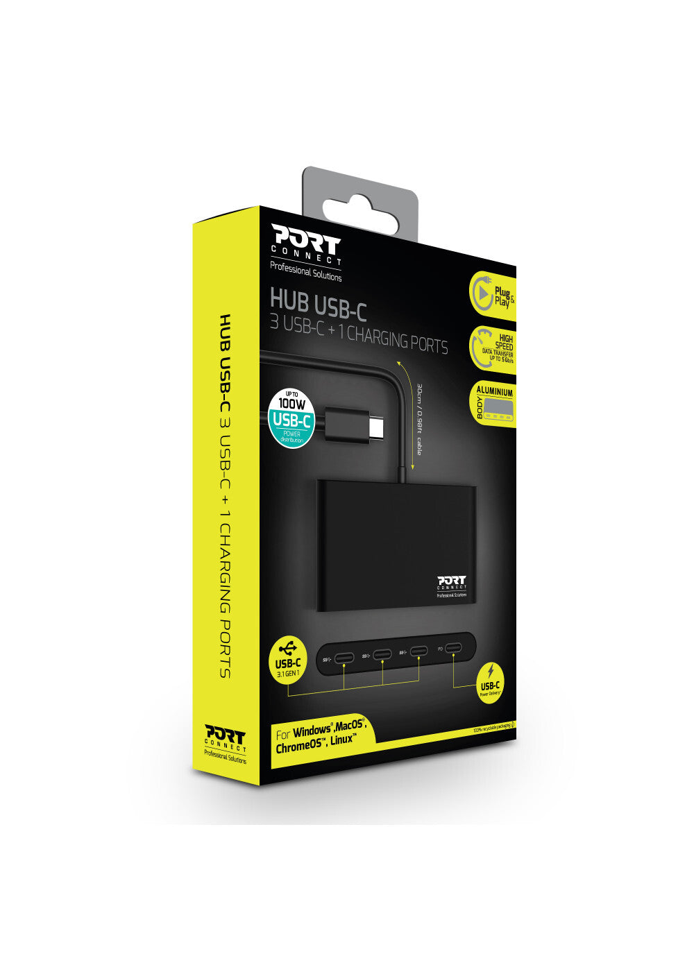 Port Designs 900147 interface hub USB Type-C 5000 Mbit/s Black