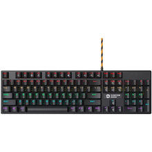 Canyon Wired black Mechanical With colorful lighting system104PCS rainbow backlight LED，also can custmized backlight,1.8M braided cable length ,rubber feet，English layout double injection ，Numbers 104 keys,keycaps,0.7kg，Size 429*124*35mm keyboard Gaming U