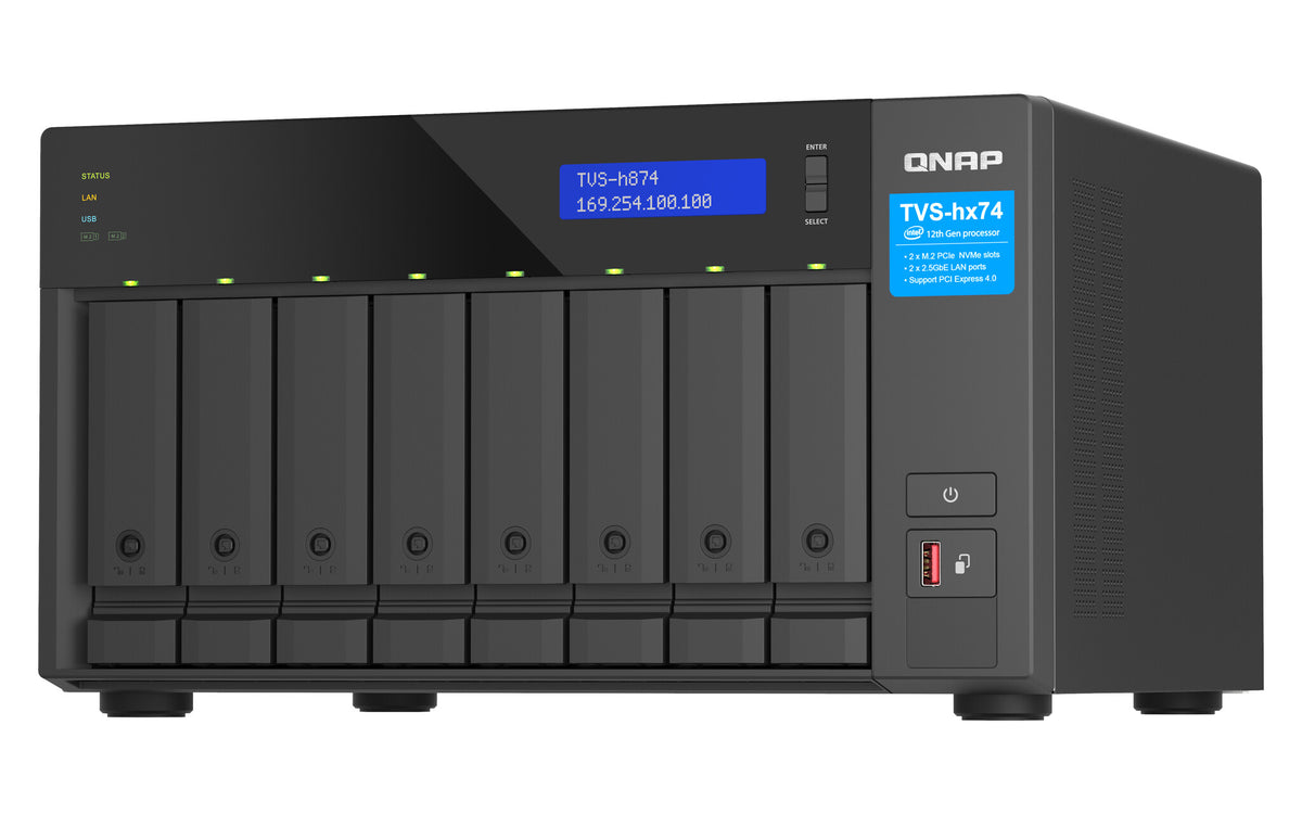 QNAP TVS-H874T-I7-32G NAS/storage server Tower Intel® Core™ i7 32 GB DDR4 0 TB QNAP QTS Black