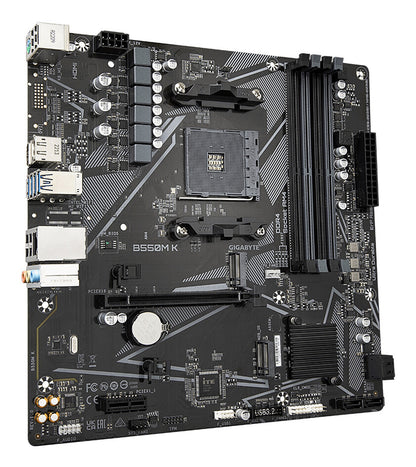 GIGABYTE B550M K Motherboard - AMD Ryzen 5000 CPUs, up to 4733MHz DDR4, 1xPCIe 4.0 + 1xPCIe 3.0 M.2, 1GbE LAN, USB 3.2 Gen 1