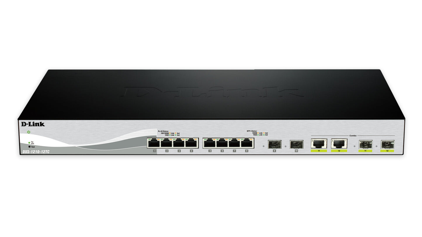 D-Link DXS-1210-12SC/E network switch Managed L2 10G Ethernet (100/1000/10000) 1U Black, Silver