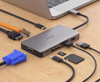 D-Link DUB-M910 laptop dock/port replicator Wired USB 3.2 Gen 1 (3.1 Gen 1) Type-C Grey